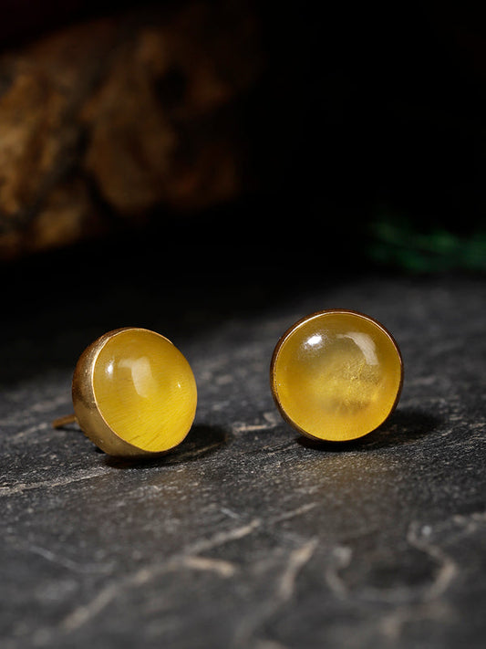 Gold Plated Yellow Onyx Studs