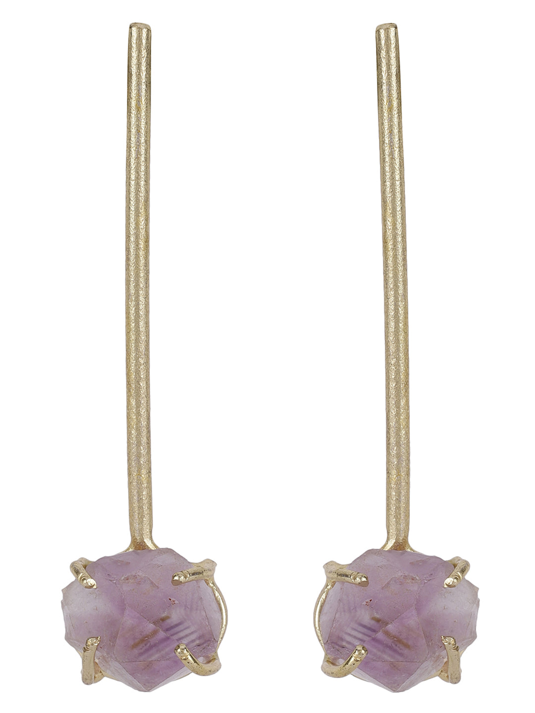 Gold Plated Amethyst Stick Studs