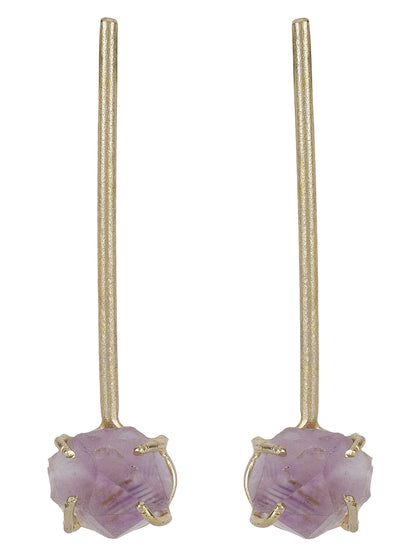 Gold Plated Amethyst Stick Studs