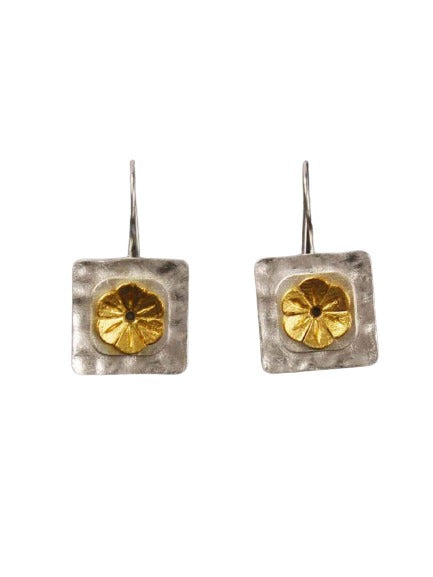 Gold-Silver Plated Geometric Floral Loops